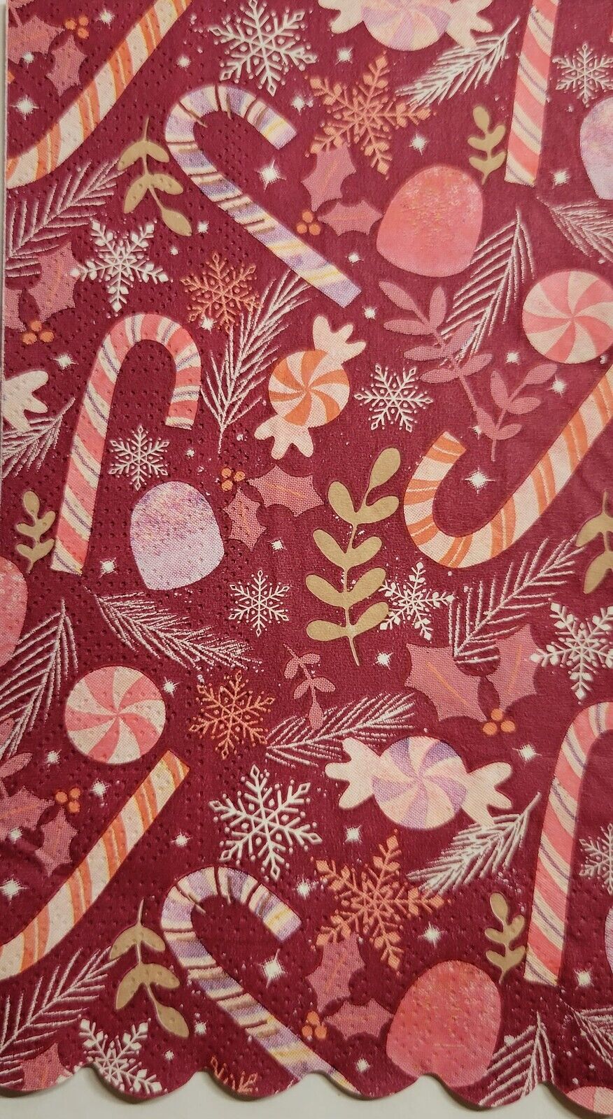 TWO Individual Paper Guest Decoupage Napkins - 2525 Red Candy Canes