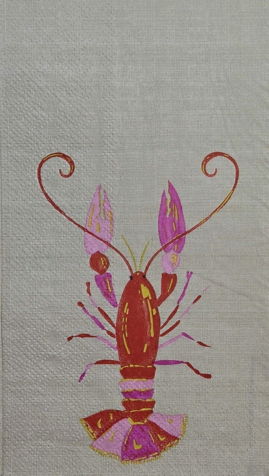 TWO Individual Paper Guest Decoupage Napkins - 2618 Red and Pink Lobster