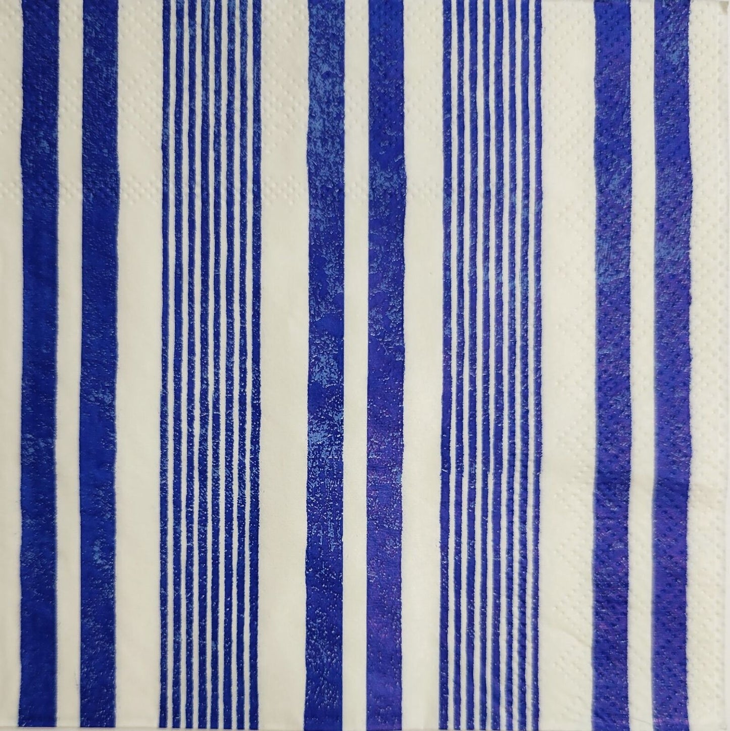 TWO Individual Paper Cocktail Decoupage Napkins - 2390 Blue Stripe Pattern