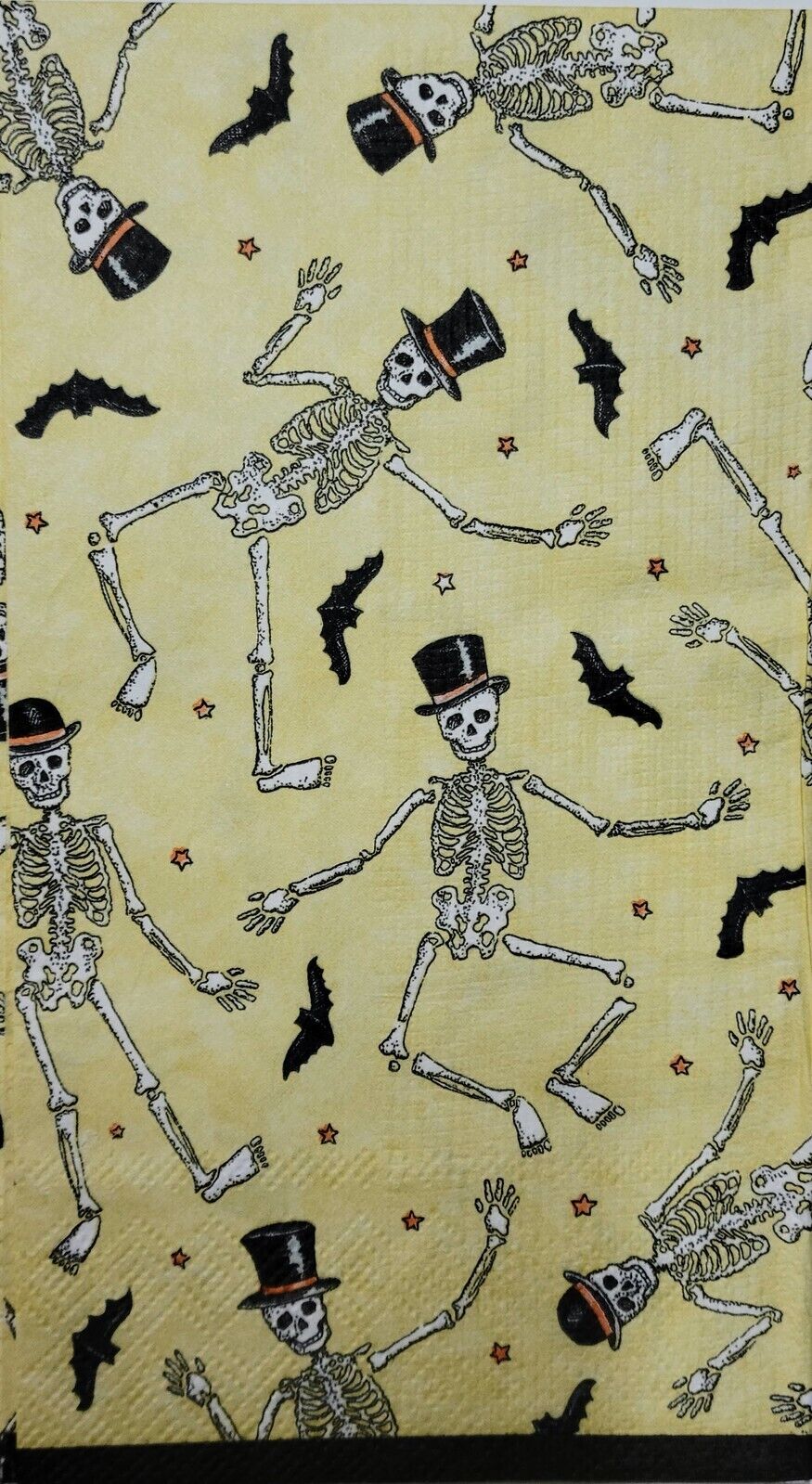 TWO Individual Paper Guest Decoupage Napkins - 2475 Halloween Bones & Bats