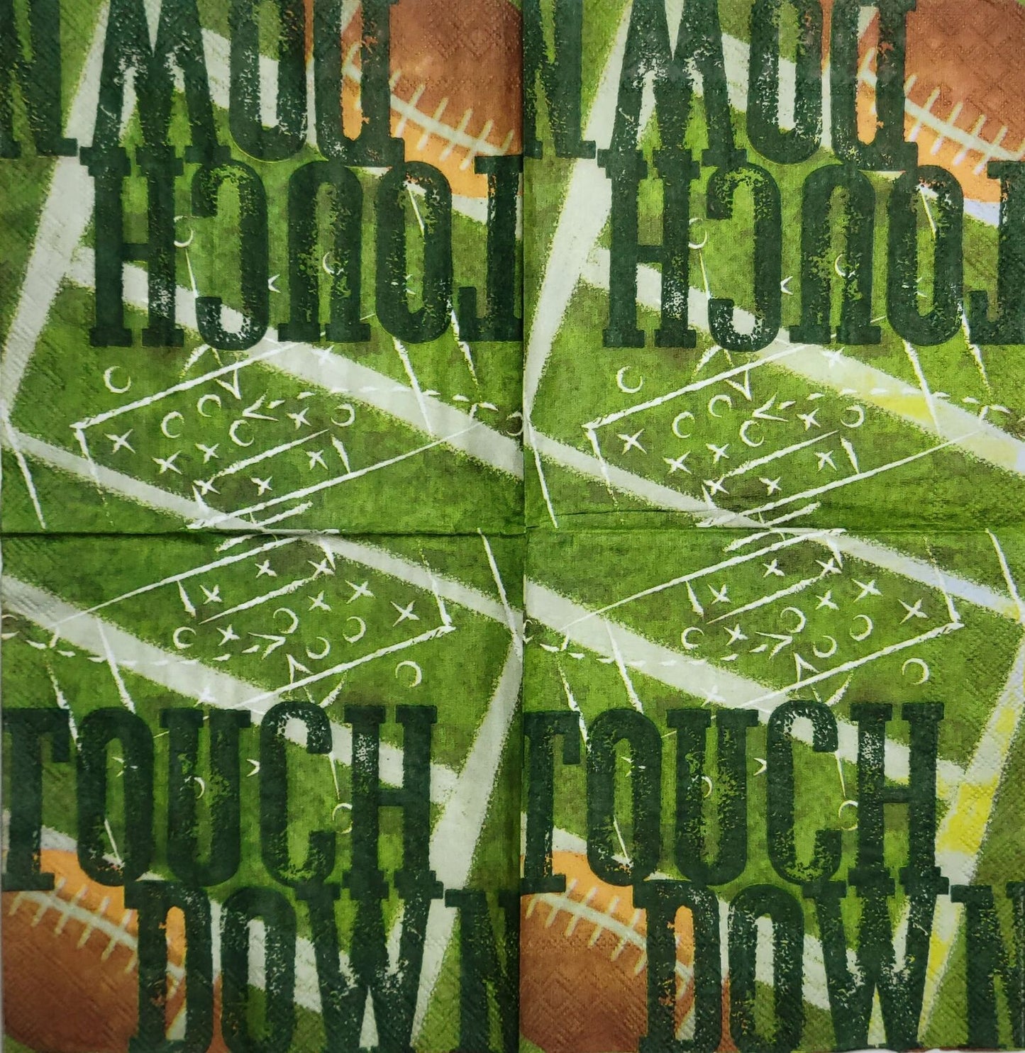 Two Individual Paper Cocktail Decoupage Napkins - 2500 Football Touchdown