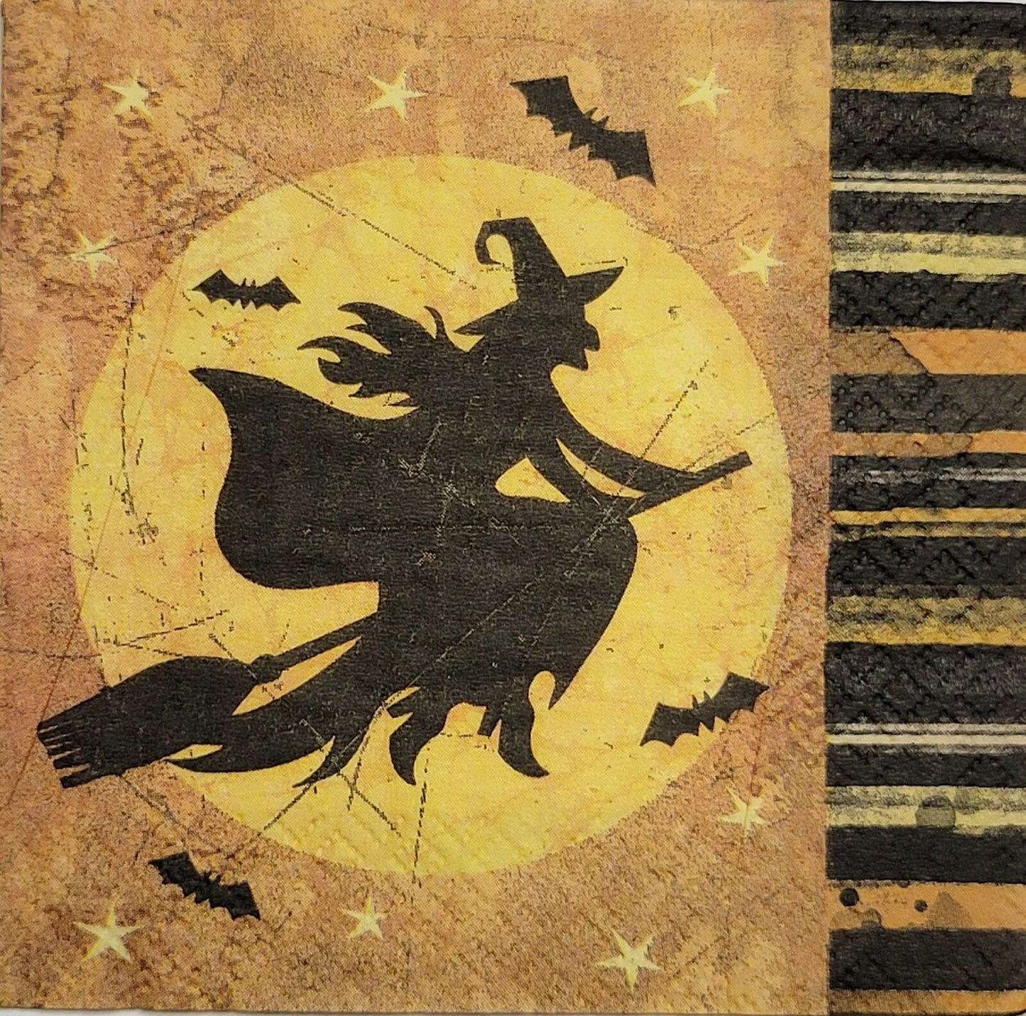 TWO Individual Paper Cocktail Decoupage Napkins - 2487 Full Moon Witch