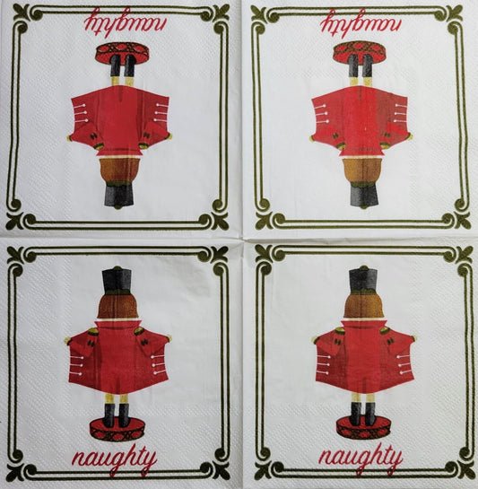 2 Individual Paper Cocktail Decoupage Napkins - 2548 Naughty Flashing Nutcracker