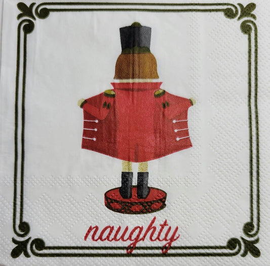 2 Individual Paper Cocktail Decoupage Napkins - 2548 Naughty Flashing Nutcracker