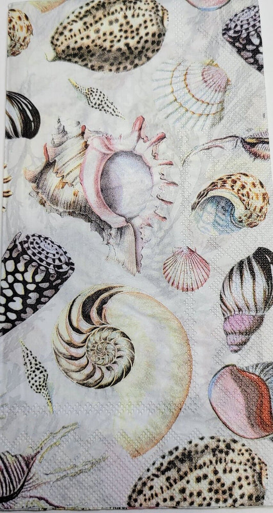 TWO Individual Paper Guest Decoupage Napkins - 2431 Shells of the Sea