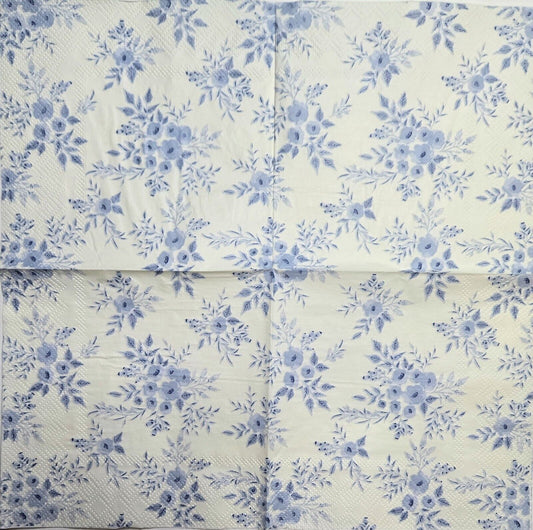 TWO Individual Paper Cocktail Decoupage Napkins - 2609 Spring's Blue Flowers