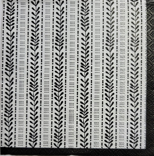 TWO Individual Paper Cocktail Decoupage Napkins - 2569 Black Deco Stripe Design