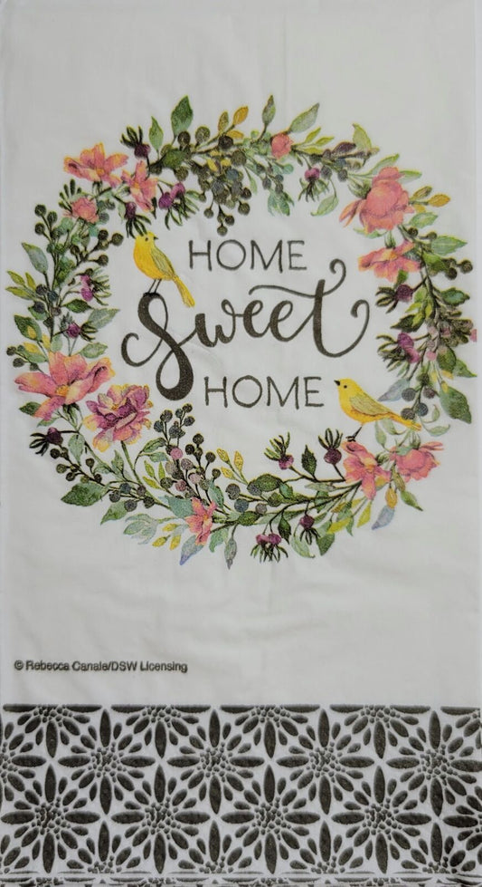 TWO Individual Paper Guest Decoupage Napkins - 2420 Home Sweet Home Wreath