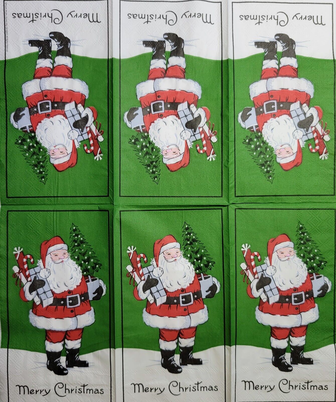 TWO Individual Paper Guest Decoupage Napkins - 2522 Merry Christmas Santa