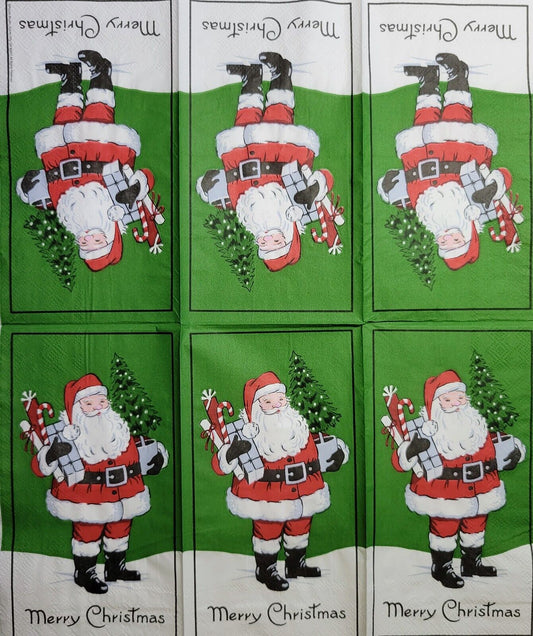 TWO Individual Paper Guest Decoupage Napkins - 2522 Merry Christmas Santa