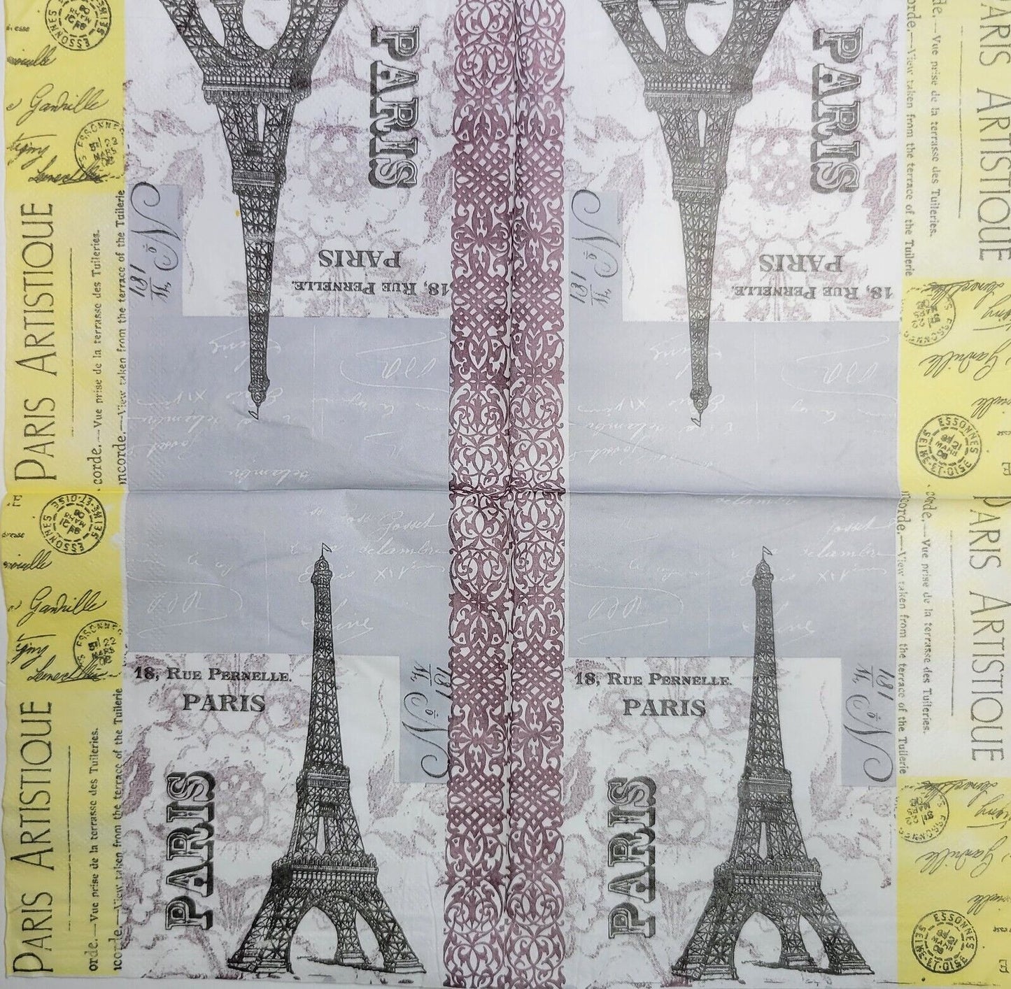 TWO Individual Paper Lunch Decoupage Napkins - 2437 Paris Artistique