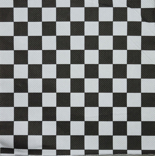 TWO Individual Paper Lunch Decoupage Napkins - 2438 B&W Checkerboard Games