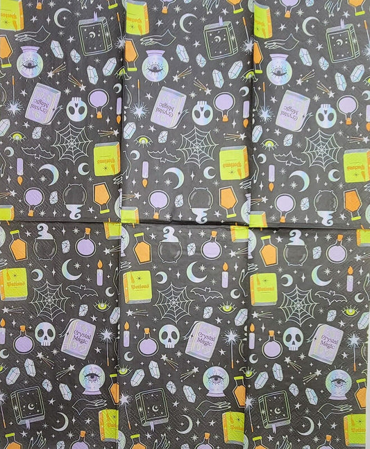 TWO Individual Paper Guest Decoupage Napkins - 2455 Halloween Magic Collage