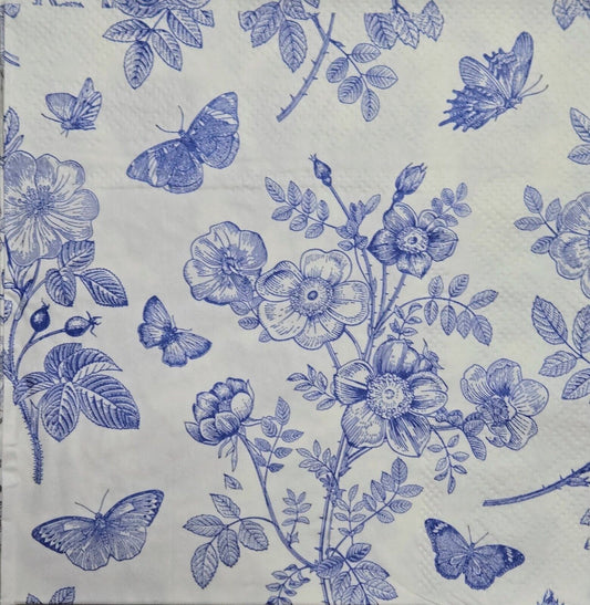 TWO Individual Paper Cocktail Decoupage Napkins - 2607 Spring's Shade of Blue