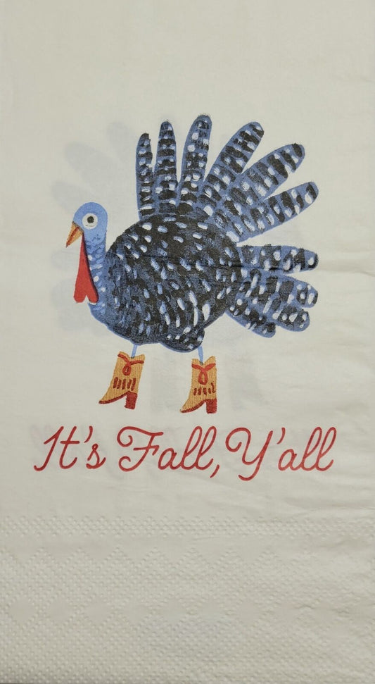 TWO Individual Paper Guest Decoupage Napkins - 2478 It's Fall Y'all Turkey