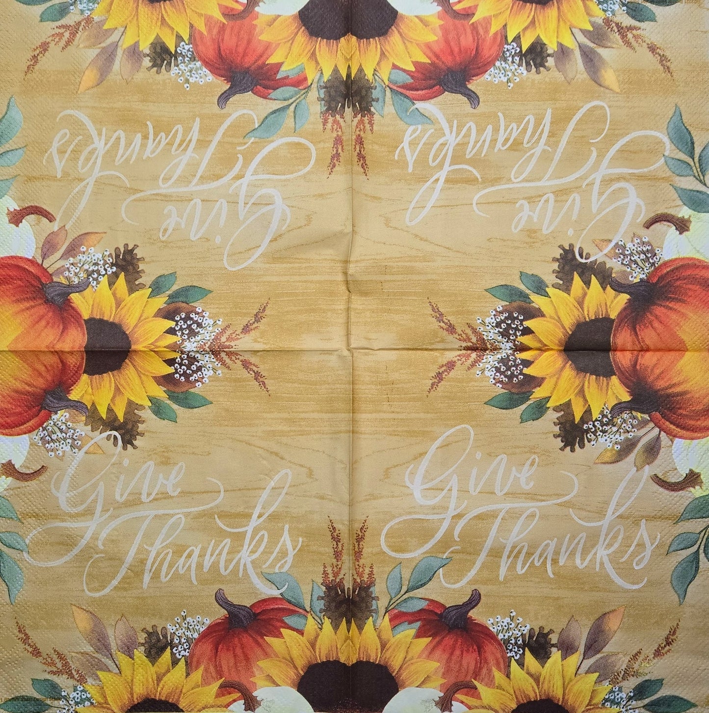 TWO Individual Paper Lunch Decoupage Napkins - 2788 Fall Give Thanks