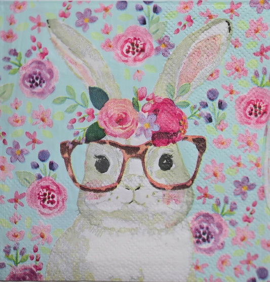 TWO Individual Paper Cocktail Decoupage Napkins - 2603 Bonnie the Spring Bunny