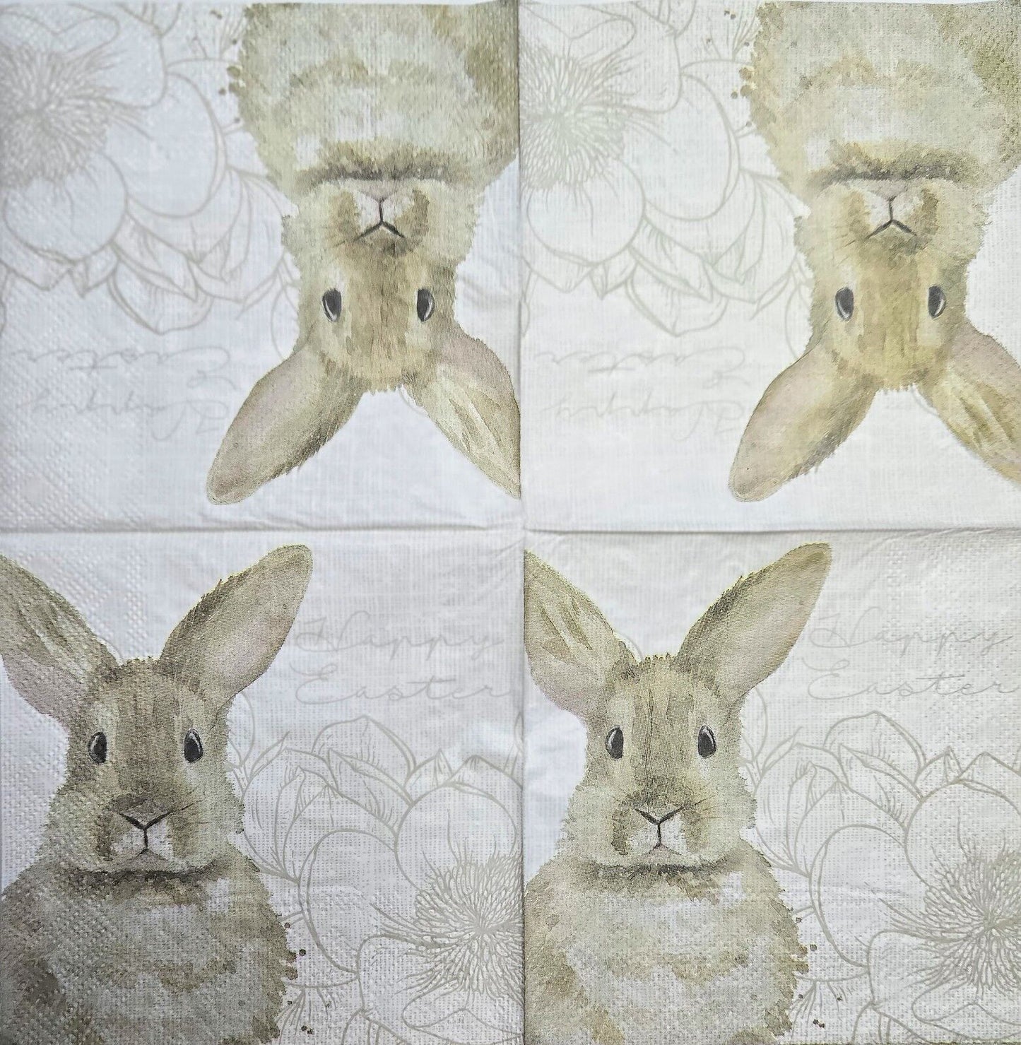 TWO Individual Paper Cocktail Decoupage Napkins - 2604 Cottontail Easter Bunny