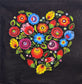 TWO Individual Paper Lunch Decoupage Napkins - 2792 Lowicz Folk Heart on Black