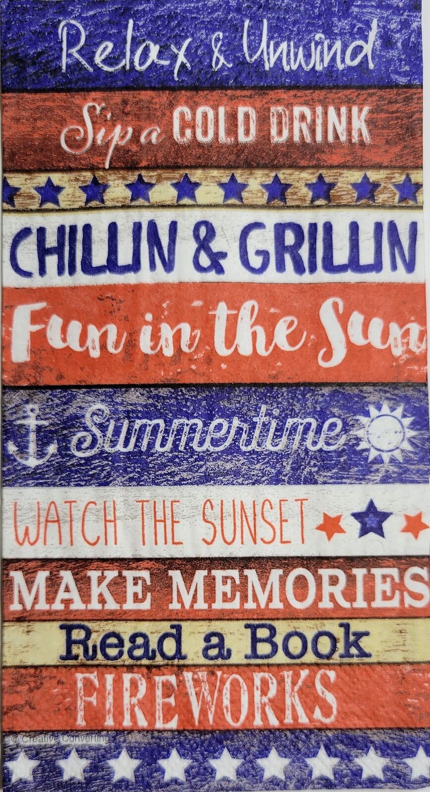 TWO Individual Paper Guest Decoupage Napkins - 2381 Fun Patriotic Summertime