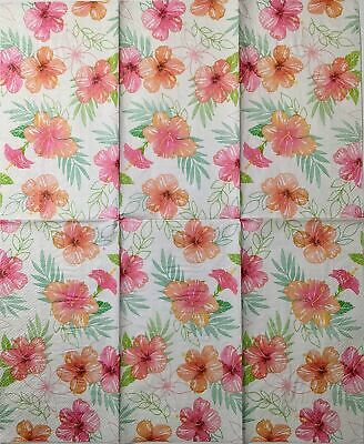 TWO Individual Paper Guest Decoupage Napkins - 1644 Pink Tropical Flowers