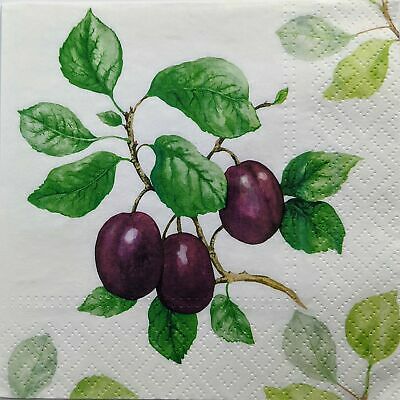 TWO Individual Paper Lunch Decoupage Napkins - 1367 Plum Tree