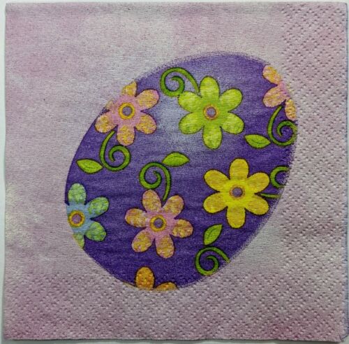 TWO Individual Paper Cocktail Decoupage Napkins- Springtime Eggs 1138