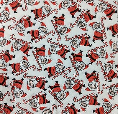 TWO Individual Paper Cocktail Decoupage Napkins - 1696 Candy Cane Santa's