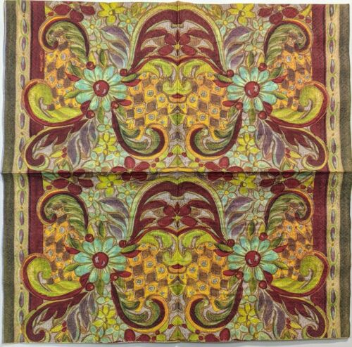 TWO Individual Paper Lunch Decoupage Napkins - Café Rustica Bold Earth Tone 1109