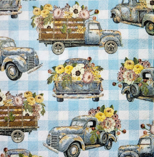 2 Individual Paper Cocktail Decoupage Napkins - 2074 Country Sunflower Truck