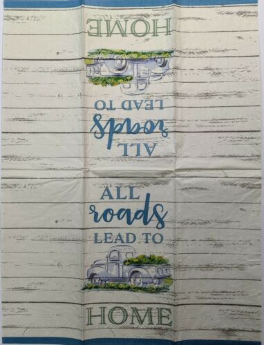 TWO Individual Paper Guest Decoupage Napkins - All Roads Lead Home Truck 1309