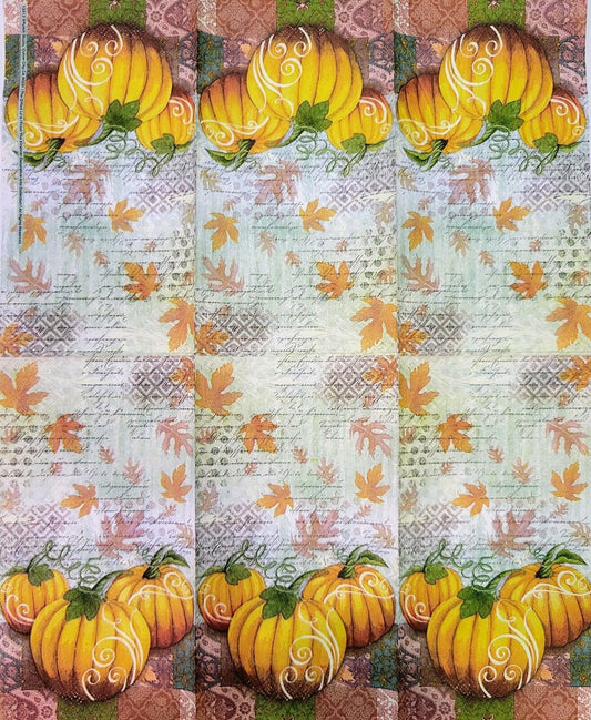 TWO Individual Paper Guest Decoupage Napkins - 2199 Scripted Fall Pumpkins