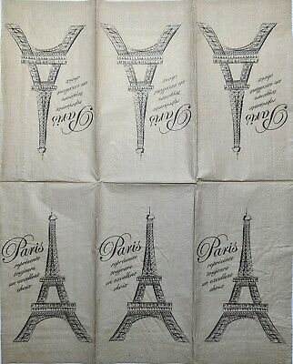 TWO Individual Paper Guest Decoupage Napkins - 1800 Eiffel Tower Paris