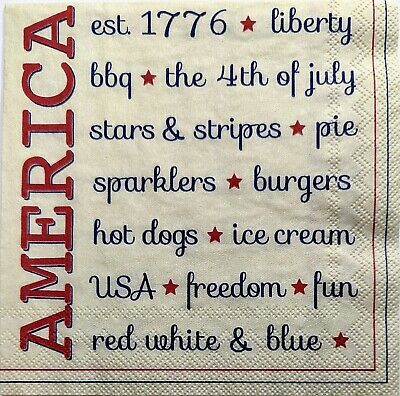 TWO Individual Paper Cocktail Decoupage Napkins - 1998 America Established 1776