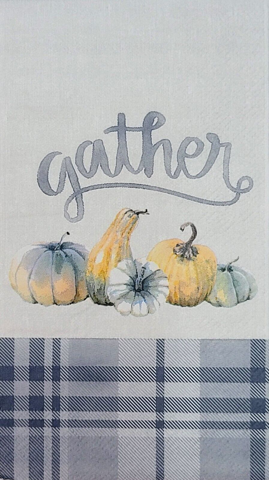 TWO Individual Paper Guest Decoupage Napkins - 2110 Gather Pumpkin Plaid