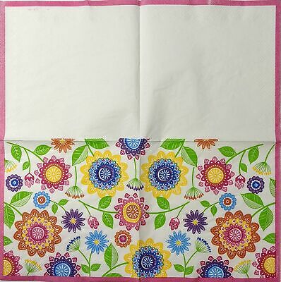 TWO Individual Paper Lunch Decoupage Napkins - 1617 Fun Floral