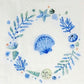 TWO Individual Paper Cocktail Decoupage Napkins - 2034 Blue Shell Wreath