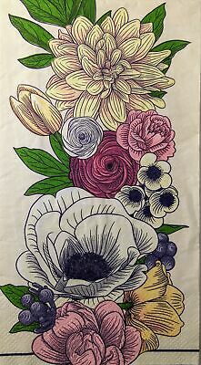 TWO Individual Paper Guest Decoupage Napkins - 1516 Drawn Flower Art