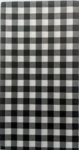 TWO Individual Paper Guest Decoupage Napkins - Buffalo Check. Black/White 1228