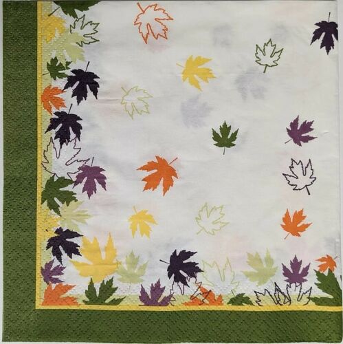 TWO Individual Paper Lunch Decoupage Napkins - Colorful Fall Leaves 1039