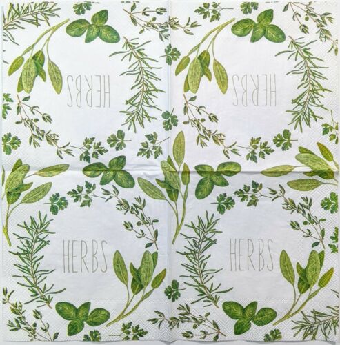 TWO Individual Paper Lunch Decoupage Napkins - Herbs Wreath 1132