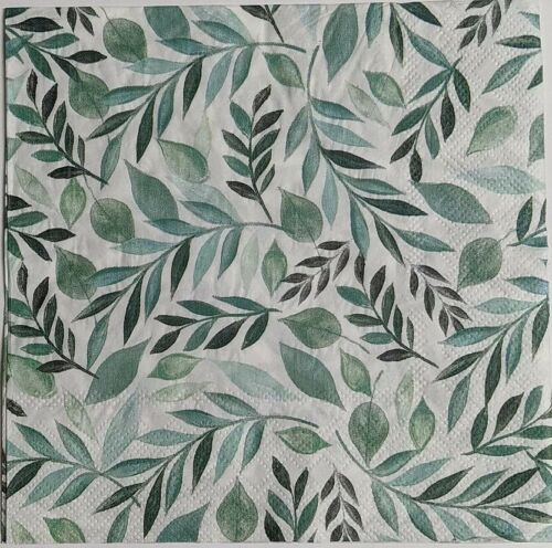 TWO Individual Paper Lunch Decoupage Napkins - Green Foliage 1046