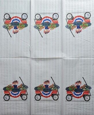 TWO Individual Paper Guest Decoupage Napkins - 2029 4th of July Floral Wagon