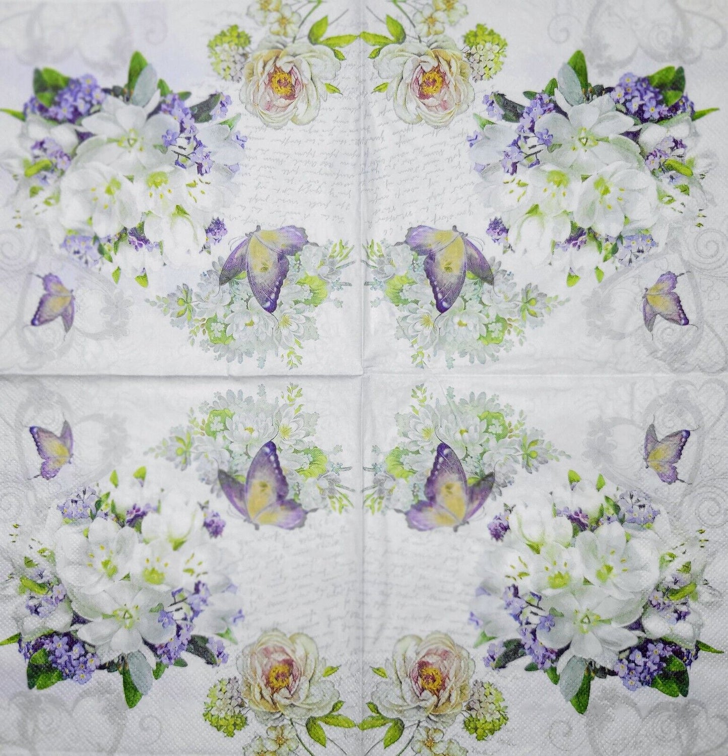 TWO Individual Paper Lunch Decoupage Napkins - 2370 Butterflies Flower Love