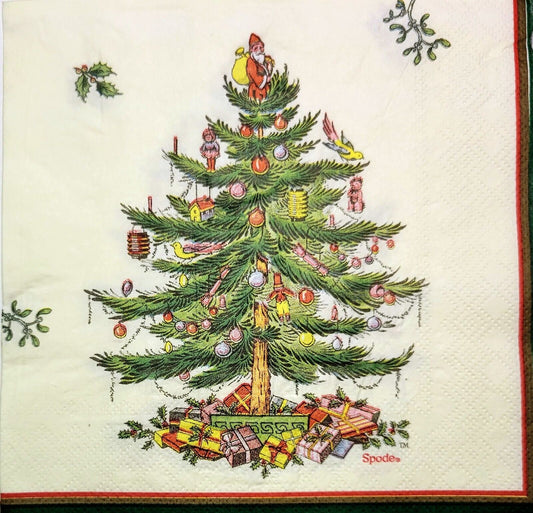 2 Individual Papr Lunch Decoupage Napkins-2278 Traditional Spode Christmas Tree