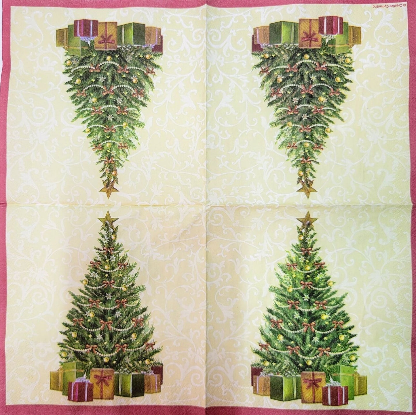 TWO Individual Paper Lunch Decoupage Napkins - 2148 Presents Under the Tree