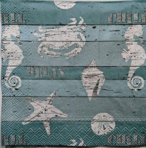 TWO Individual Paper Cocktail Decoupage Napkins- Beach Bum Retreat 1246