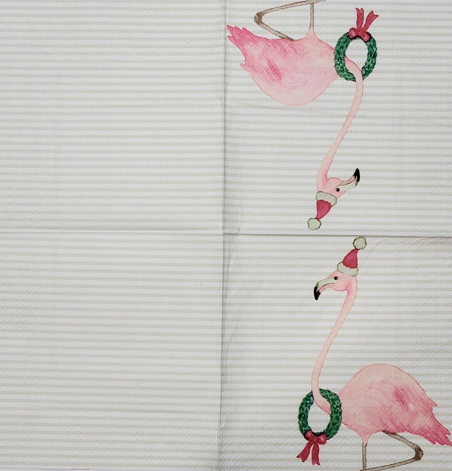 TWO Individual Paper Cocktail Decoupage Napkins - 2283 Christmas Flamingo