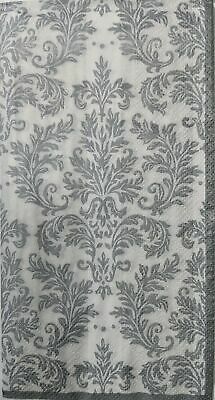 TWO Individual Paper Guest Decoupage Napkins - 1645 Silver Jacquard Design