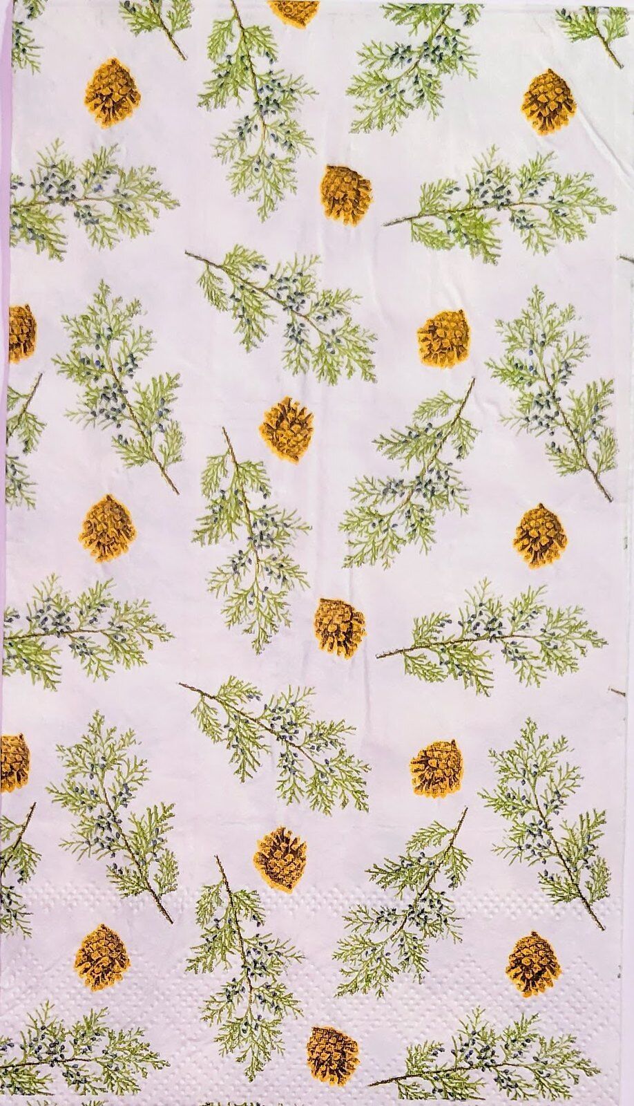 TWO Individual Paper Guest Decoupage Napkins - 2261 Winter Pinecone Branches